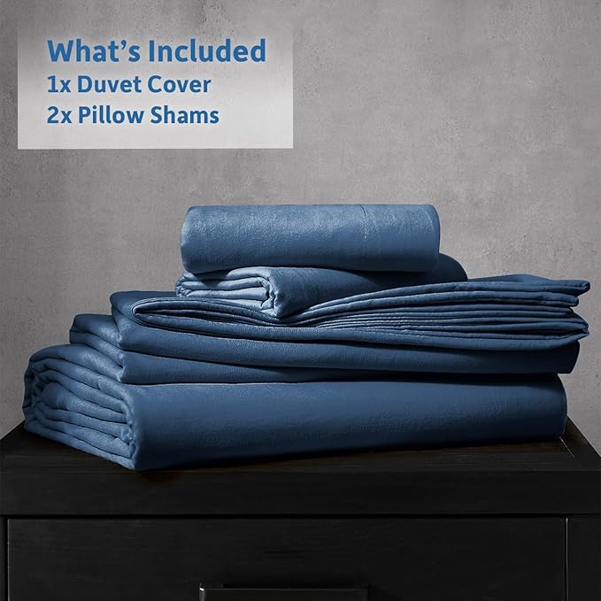 Nestl Navy Blue Duvet Cover Queen Size - Soft Double Brushed Queen Duvet Cover Set, 3 Piece, with Zipper Closure, 1 Duvet Cover 90x90 inches and 2 Pillow Shams