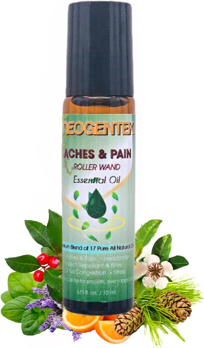Aches & Pains Essential Oil Blend | Crafted from 17 Pure Botanical Oils | Made in USA | Natural Comfort & Relaxation – Aromatherapy Roll-On for Muscles & Joints, Headache – 10ml (Aches & Pains)