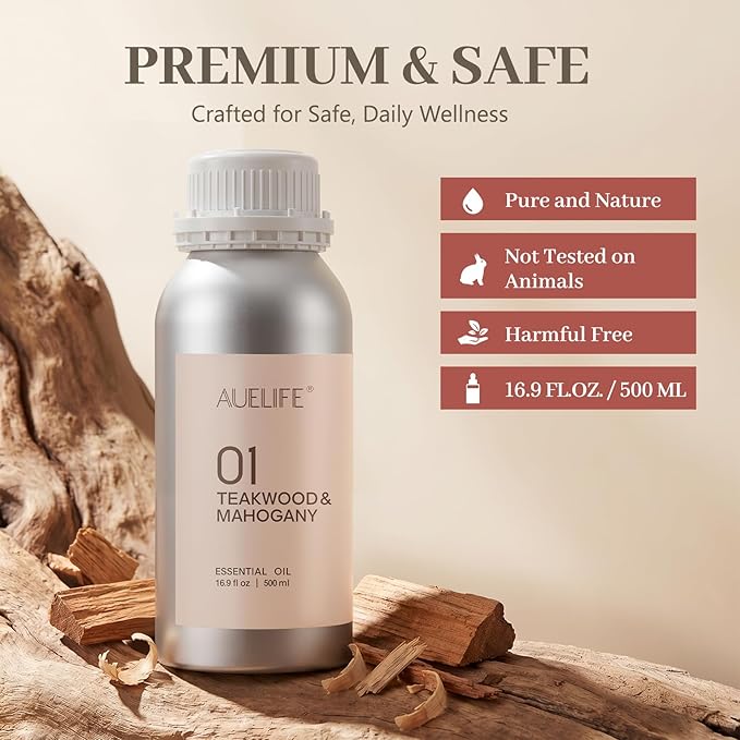 Teakwood & Mahogany Essential Oil, 500ml (16.9 fl oz) – Aluminum Bottle