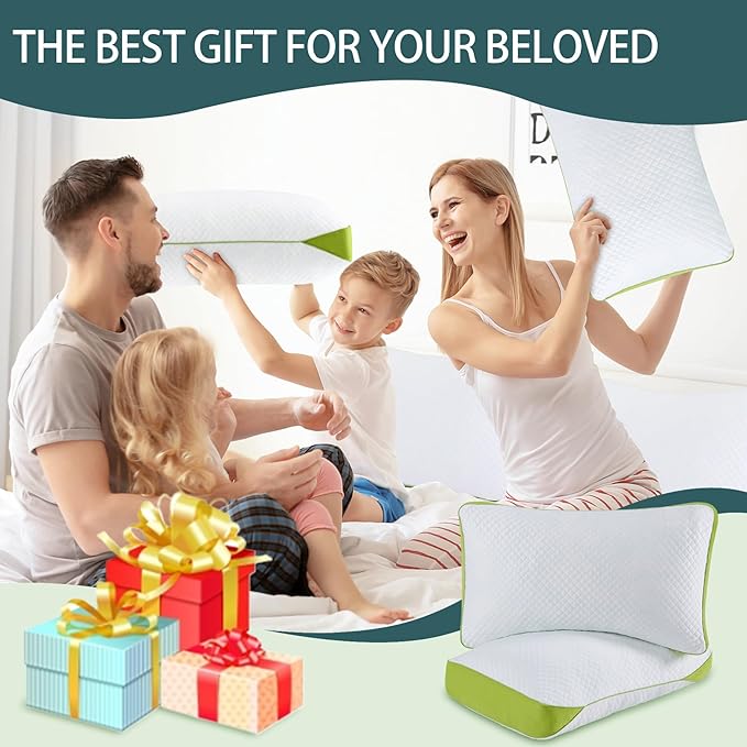 Luxury Hotel Cooling Pillow for Sleeping,Medium Firm Shredded Memory Foam Pillows King Size Set of 2,with Zipper Adjustable Supportive