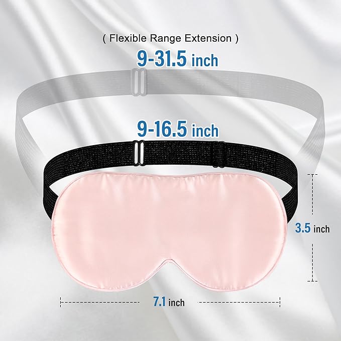 Silk Sleep Eye Mask for Kids, 100% Real Natural Pure Silk Sleeping Masks, Blindfold Sleep Eye Cover with Adjustable Strap, Soft & Lightweight Night Eyeshade for Boys Girls Teens (Pink)