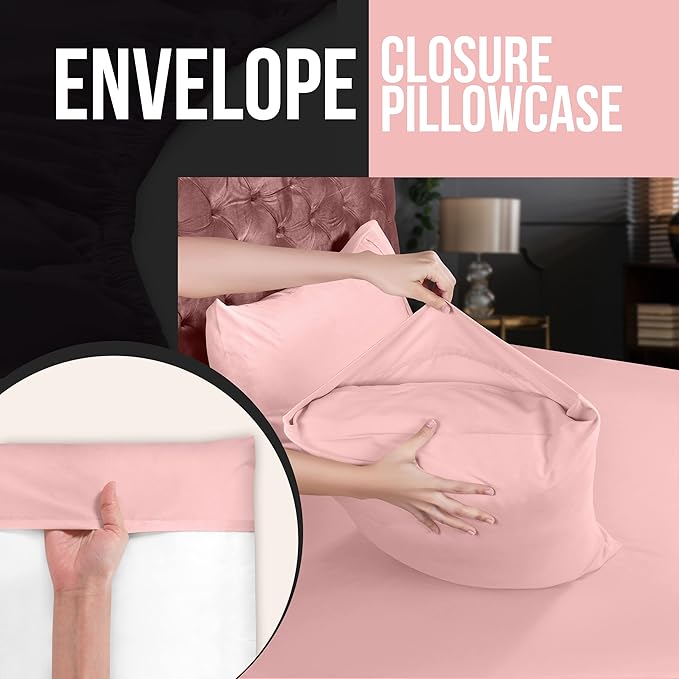 Utopia Bedding King Pillow Cases - 4 Pack - Envelope Closure - Soft Brushed Microfiber Fabric - Shrinkage and Fade Resistant Pillow Covers King Size 20 X 40 Inches (King, Pink)