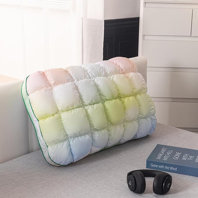 YOUR MOON Fluffy Support Bed Pillow Queen Size, Super Soft Premium Down-Alternative Filling for Sleeping, Luxury Hotel Quality Bed Pillows for Side Sleeper (Rainbow)