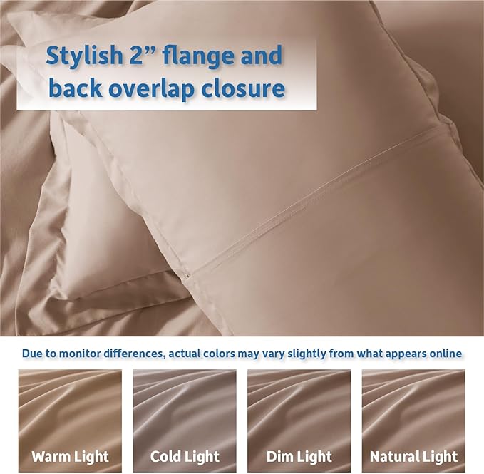 Nestl Full Duvet Cover Set with Comforter Insert - Khaki 4 Piece 80x90 Duvet Cover & 2 Pillow Shams with White Quilted Down Alternative Comforter, Ultra Soft, All Season