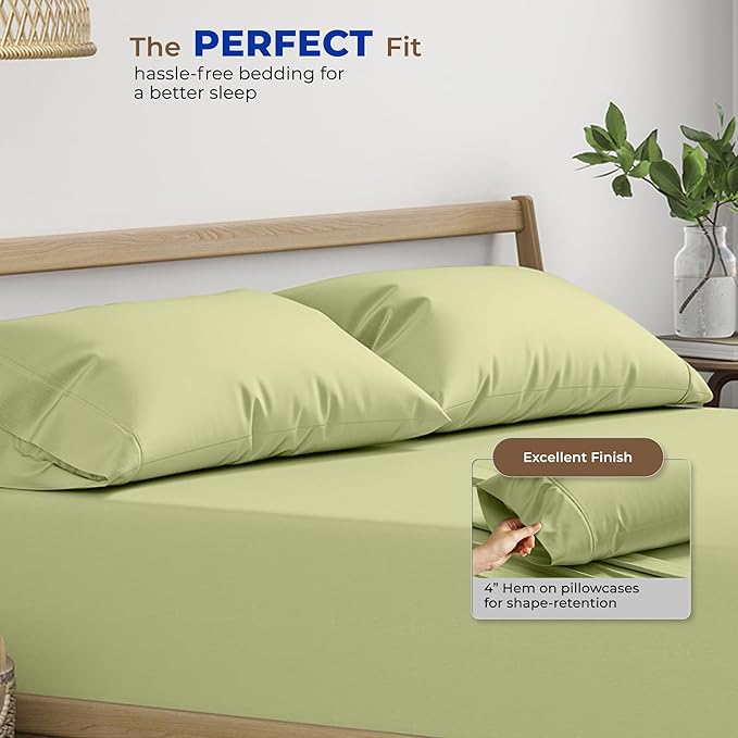 Thread Spread 100% Egyptian Cotton King Size Pillow Cases Set of 2 - Luxury 1000 Series Paradise Collection Pillow Cases King Size (Sage Green), Soft Cooling Hotel Egyptian Cotton Pillowcases