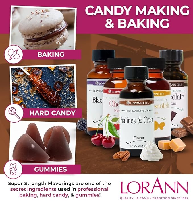 LorAnn Oils Super Strength Flavoring - Used For Candy Making, Flavoring Extracts, Baking, Hard Candy, and Flavor Oils - Bold, Natural Flavors 4X Stronger Than Extracts - Pralines and Cream, 1 fl oz