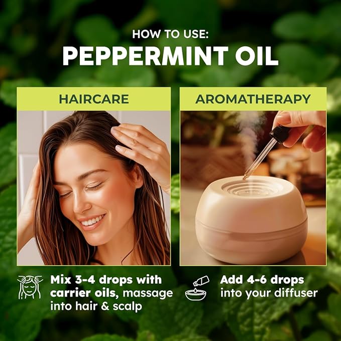 100% Pure Peppermint Oil - 4 Fl Oz Peppermint Essential Oil for Hair, Skin, Diffuser, Aromatherapy & DIY Soap Making Scent