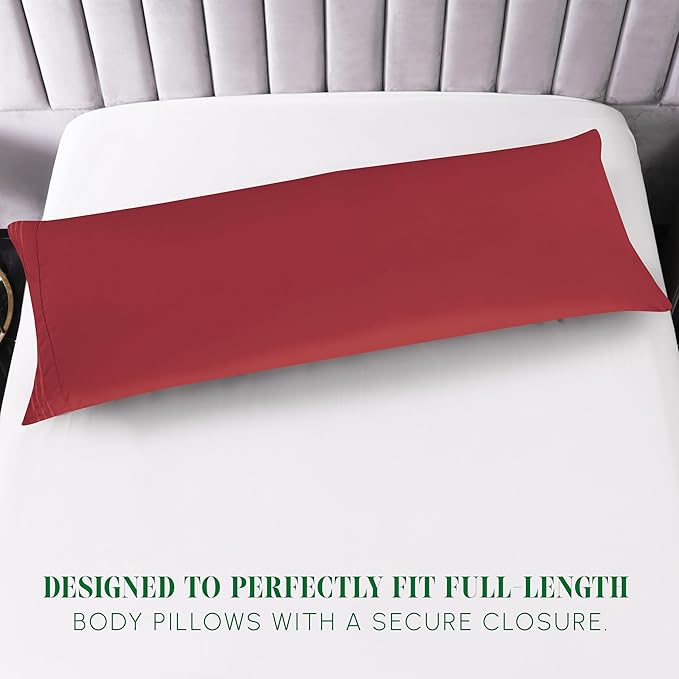 Elegant Comfort Luxury Ultra-Soft 1-Piece Body Pillowcase - 1500 Premium Hotel Quality Microfiber Double Brushed - Wrinkle Resistant, Body Pillowcase Size, Burgundy