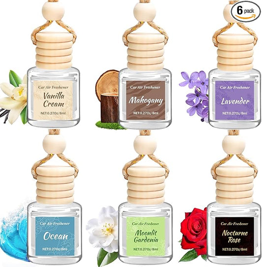 6 Pack Car Air Freshener - Mothers Day Gift for Her, Hanging Air Freshener Essential Oil Diffuser, Romantic Car Scents Cute Auto Decor Birthday Gifts for Women/Men