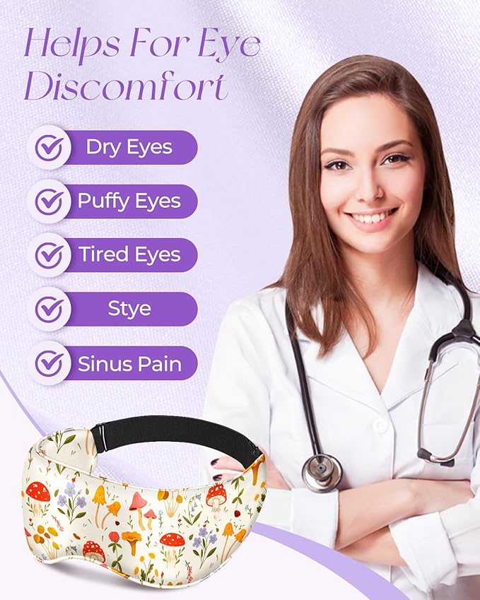 Miss Adola Cute Silk Weighted Eye Mask - Sleep Mask for Women Wife Mom for Sleeping Heat and Cold Lavender Mulberry Silk Eye Mask for Dry Eyes Ajustable with Drawstring Bag, Plant