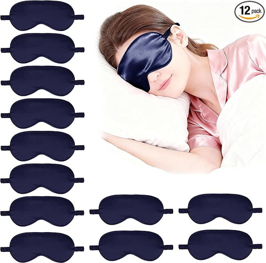 12PACK Silky Sleep Masks Satin Eye Mask Silk Eyes Cover for Sleeping Blackout Eyeshades Soft Blindfold Travel Nap Gifts