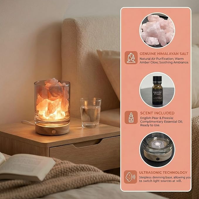 Himalayan Mineral Essential Oil Diffuser, Essential Oil Aromatherapy Lamp Gift Set, Natural Aromatherapy Diffuser for Home and Office Use, Relieves Stress and Purifies The Air