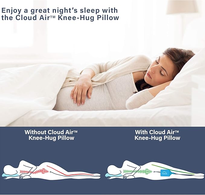 Vaunn Medical Cloud Air Side Sleeper Memory Foam Knee Pillow and Leg Positioner Cushion to Soothe Back, Leg and Hip Discomfort