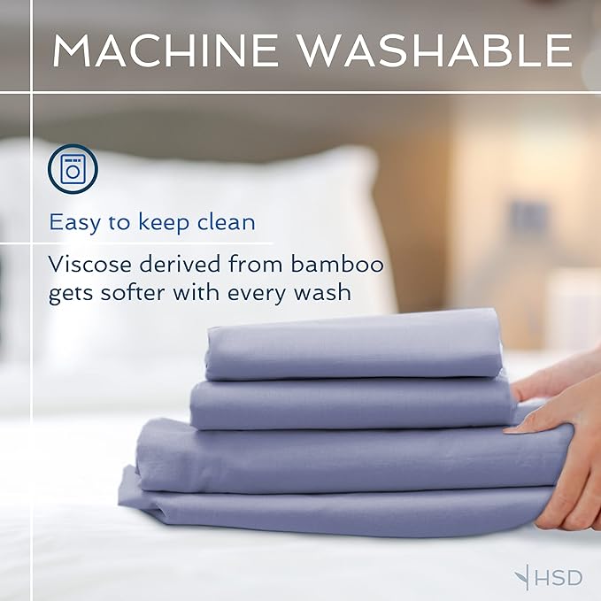 Hotel Sheets Direct 3 Piece Bed Sheet Set Twin Size, 100% Viscose Derived from Bamboo Sheets Set with 1 Pillowcase, Cooling & Breathable Luxury Bedding, Moisture-Wicking & Silky Soft Texture, White