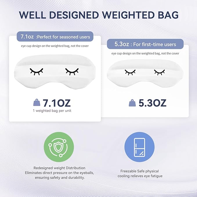 Lyocell Weighted Sleep Eye Mask for Women Men, 7oz or 5.3oz, Removable Washable Weighted Bag, Light Blocking Eye Cover,Soft Eye Shade for Travel Essentials, Office Naps, Gift,Dark Blue
