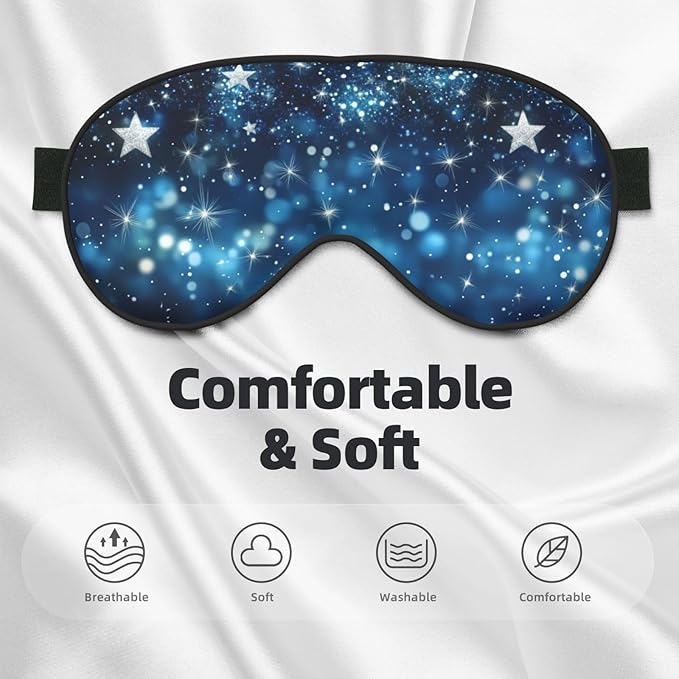 Glittering Star Sleep Mask Eye Mask with Adjustable Strap Eye Sleep Shade Cover Blocks Light for Women Men Airplane Travel Nap