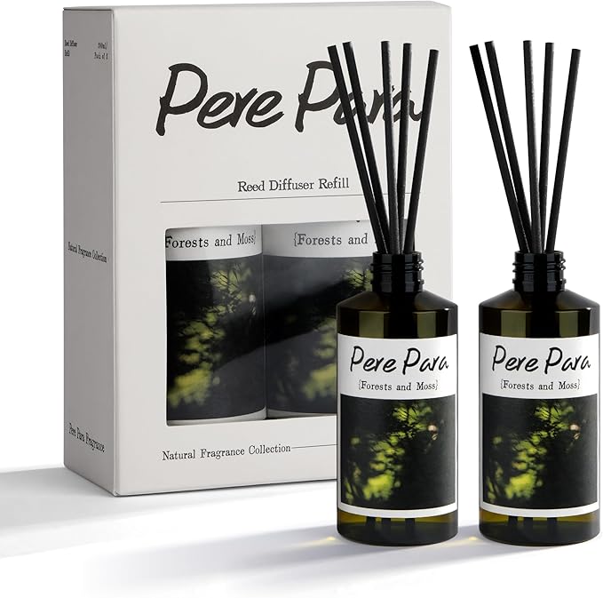 Forests and Moss Scent Premium Reed Diffuser Set - 2 Pack, 400ml /14.1 fl.oz Scented Oil with 6 Sticks | Long-Lasting Fragrance for Home & Office | Luxury Gift