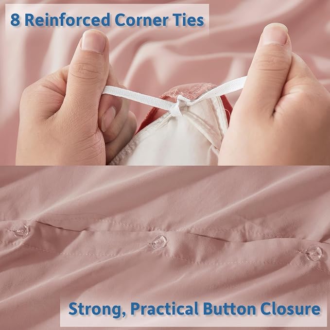 Nestl California King Duvet Cover Set with Comforter Insert - Blush Pink 4 Piece 104x98 Duvet Cover & 2 Pillow Shams with White Quilted Down Alternative Comforter, Ultra Soft, All Season