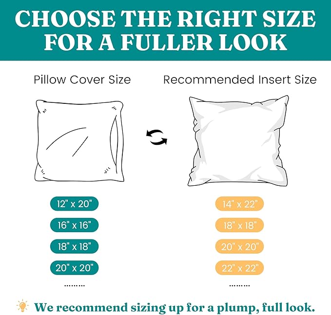 Oubonun 18 x 18 Throw Pillow Inserts - Soft, Plush & Decorative Down Alternative Pillows for Couch Sofa Bed, Machine Washable - White, Pack of 2