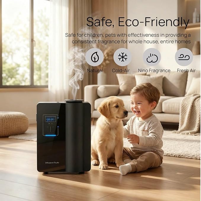Kevinleo HVAC Scent Diffuser for Whole House,Waterless Cold-Air Technology Covers 7,500 sq.ft, Essential Oil Diffuser, 500ml Large Bottle, Bluetooth App Control - 7.87" L x 5.5" W x 11" H for Home