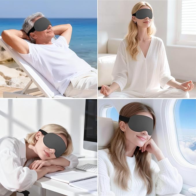 Gritin 100% Blackout Sleep Eye Mask for Side Sleeper Men Women, Zero Eye Pressure 3D Contoured Cup and Eyelash Friendly Sleeping Mask, Ergonomic-Dark Grey