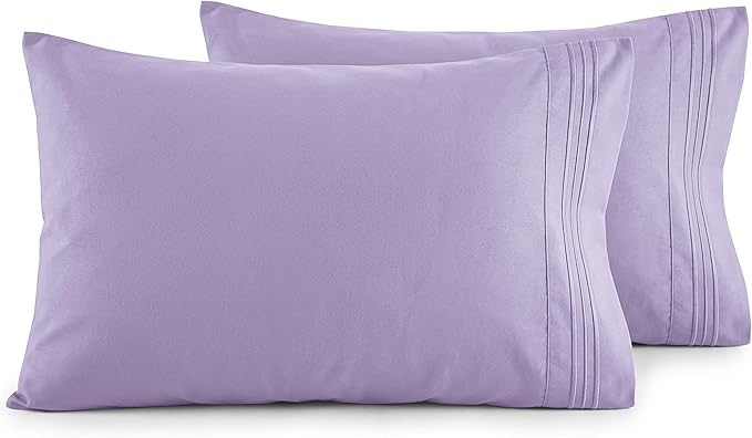 Elegant Comfort Luxury Ultra-Soft 2-Piece Pillowcase Set - 1500 Premium Hotel Quality Microfiber Double Brushed - Wrinkle Resistant, King Size, Lilac
