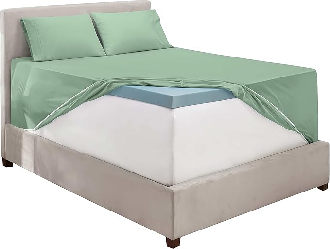 Nestl Twin Size Sheet Set, 4 Piece Extra Deep Pocket (18-24 inches), Microfiber, Hotel Luxury, Soft, Breathable, Wrinkle-Free, Easy to Care, Sage Green New