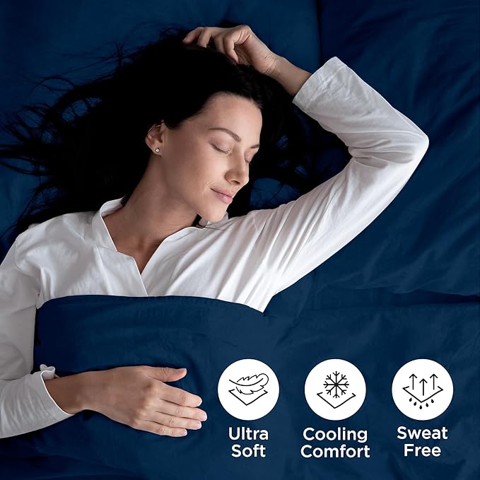 ROYALE LINENS 3 Piece Twin Sheets Set - Soft Brushed 1800 Microfiber Bedding - 1 Fitted and 1 Flat Sheet, 1 Pillow case - Wrinkle Free & Fade Resistant - Hotel Luxury Bed Sheets Set (Navy, Twin)