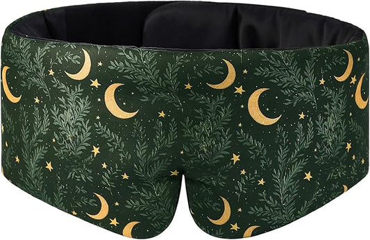 ALASKA BEAR Wraparound Style Silk Eye Mask, Big Wide Headband and Large Coverage Sleeping Mask, No Side Buckles, Strapless(Silent Night)