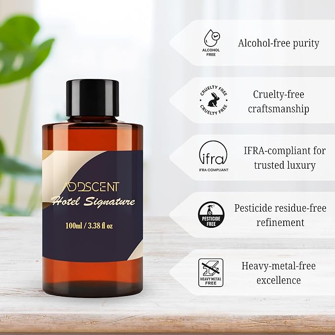 Hotel Signature Fragrance Oil 100ml for Diffuser, Premium Floral and Fruity Aroma for Bedroom Living Office Spa, Smooth, Welcoming Scent with Layered Notes for Calm and Refined Ambience