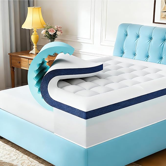 4 Inch Memory Foam Dual-Layer Mattress Topper Queen Size - 2Inch 1000GSM Quilted Pillow Top with Down-Alternative + 2Inch 5-Zone Egg Crate Memory Foam (Twin XL, 39"x80")