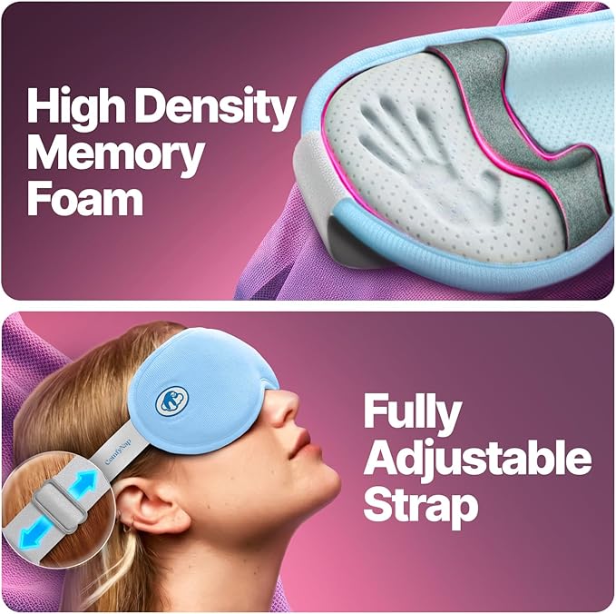 Eye Mask for Sleep with Ultimate Travel Case & Ear Plugs - DeepSpace™ Blackout Sleep Mask for Women Men, Side Sleeper Adjustable Eye Cover, Zero Eye Pressure, Memory Foam Eye Mask (Earth)