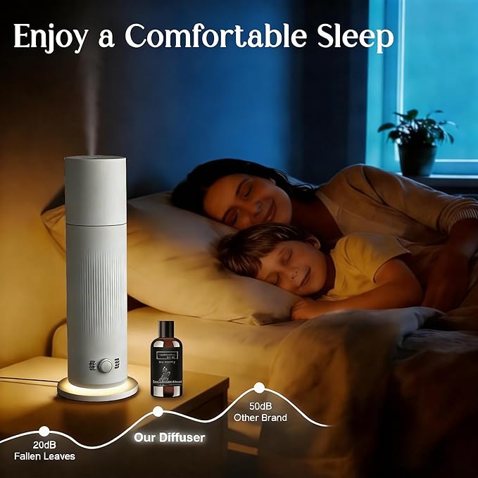 Waterless Essential Oil Diffuser, Scent Air Machine for Home with 4x30ml Hotel Scent Oil Sets, Covers Up to 1000 Sq.Ft, Adjustable Mist & Timer, Hotel and Commercial Use