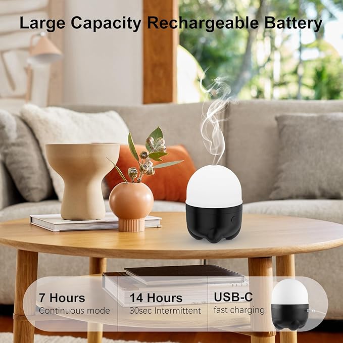 Marchred Cordless Diffuser, Battery Operated Diffuser for Essential Oils, Rechargeable Portable Aromatherapy Cool Mist Air Humidifier with 7 Color Changing Light, for Home Room Office Travel