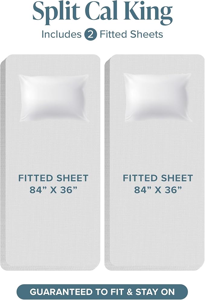 Bare Home Split California King Sheet Set - 1800 Ultra-Soft Microfiber Bed Sheets - Double Brushed - Deep Pockets - Easy Fit - 5 Piece Set - Bed Sheets (Split Cal King, Dark Blue)