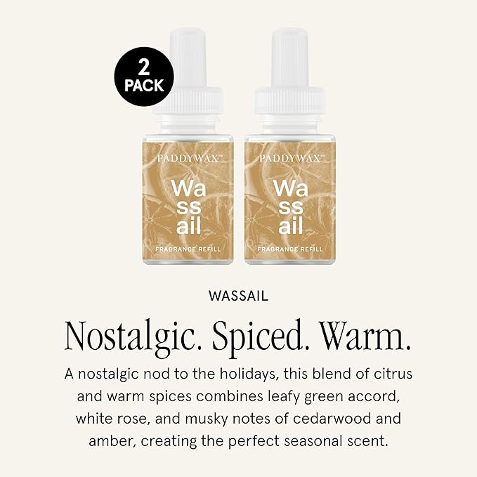 Pura & Paddywax Home Scent Refill - Smart Home Air Diffuser Fragrance - Long-Lasting Luxury Fragrance per Refill - Household Essential - Clean Diffuser Fragrance - 2 Pack, Wassail