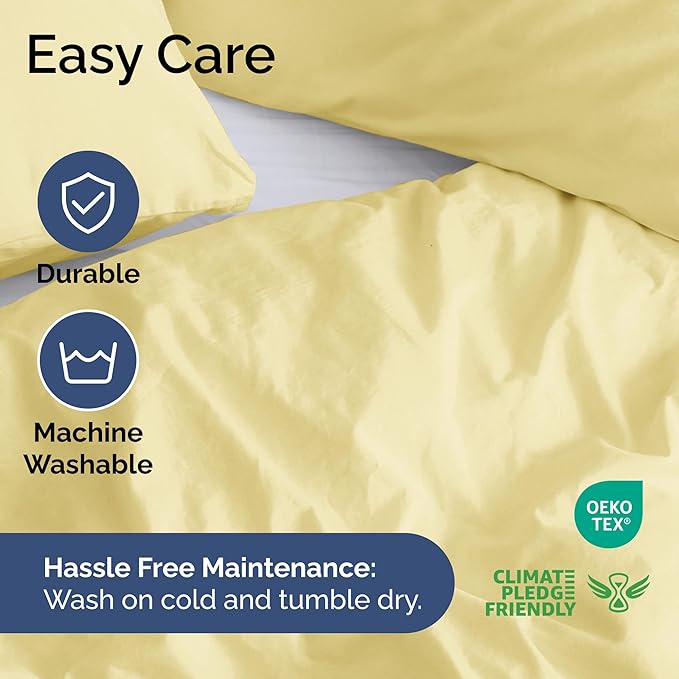 Duvet Cover Queen Size Set - Extra Soft Queen Duvet Cover 90" x 90" with 2 Pillow Shams - Hotel Luxury, Easy Care & Fade Free w/ Zipper Closures & Ties - All Season, Comfy, Cozy & Breathable (Yellow)