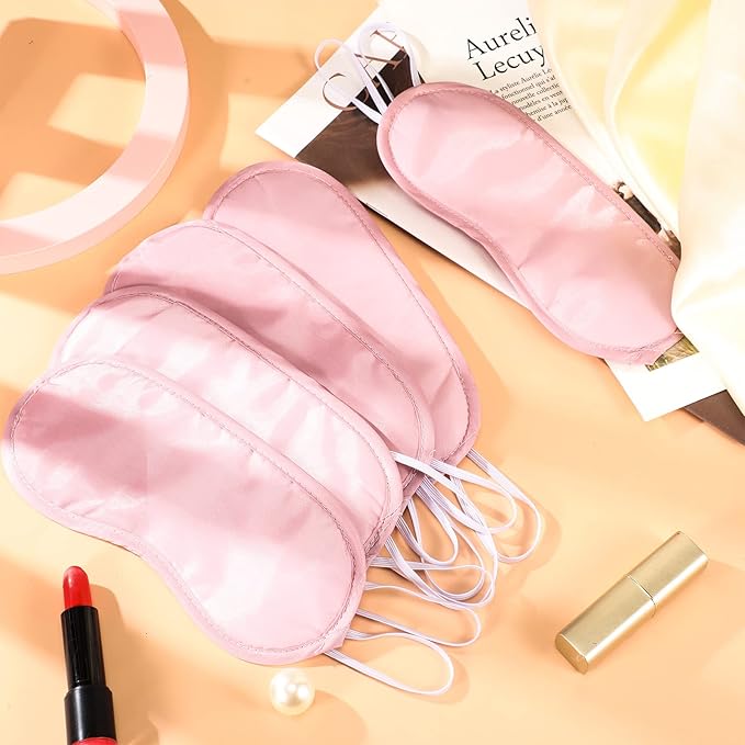 Silkfly 100 Pieces Silk Eye Sleeping Mask Bulk with Adjustable Strap Christmas Blackout Eye Cover Gifts for Night Blindfold for Women Men Comfortable Travel Sleep(Pink)