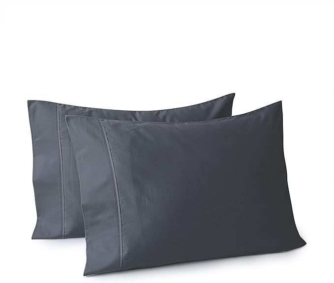 100% Egyptian Cotton Pillow Cases Set of 2, Standard Size 400 Thread Count Cooling Pillowcases, Soft and Breathable Pillow Covers with Envelope Closure, 20x26 Inches (Standard, Dark Grey)