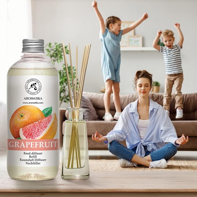 Reed Diffuser Oil Refill Grapefruit 17.0 Fl Oz (500ml) - Intensive & Long Fragrance for Room - Lasting Natural Room Scent - Refill for Office - Boutique - Restaurant - Aromatherapy