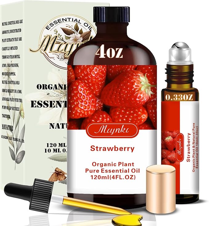 Strawberry Essential Oil – MLYNKL Strawberry Oils 4.33 fl oz for Diffusers, Humidifiers, Massage, DIY Candles, Soap, Cleaning, Home, Yoga, Office, Gifts - 130 ml
