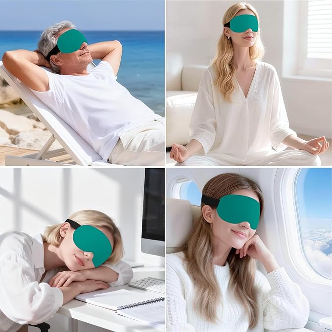 Gritin 100% Blackout Sleep Eye Mask for Side Sleeper Men Women, Zero Eye Pressure 3D Contoured Cup and Eyelash Friendly Sleeping Mask, Ergonomic-Dark Blue