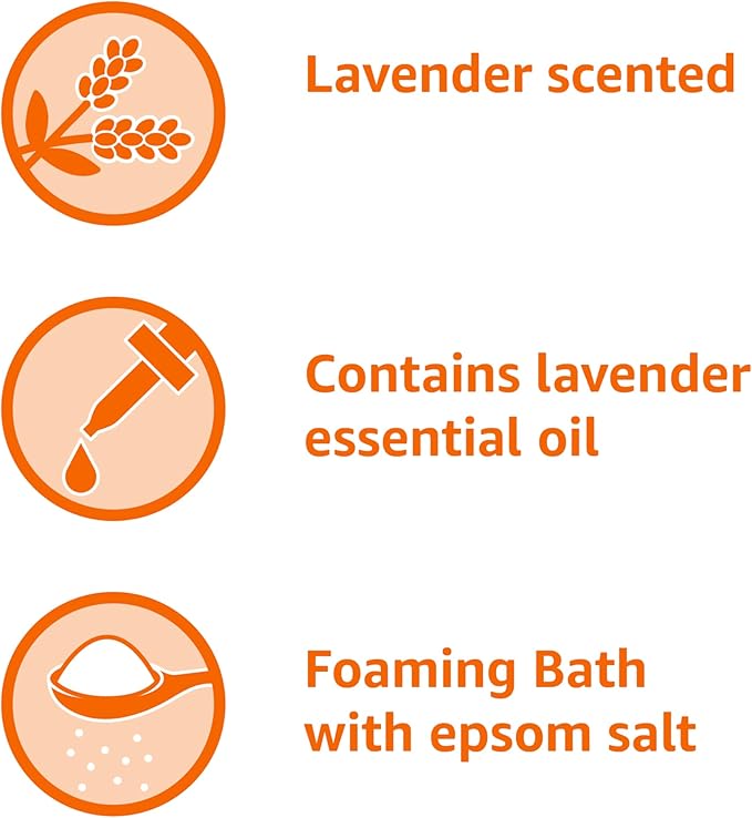 Amazon Basics Lavender Scented Foaming Bath with Essential Oil and Epsom Salt, Soothing, 34 Fluid Ounce (Pack of 2)