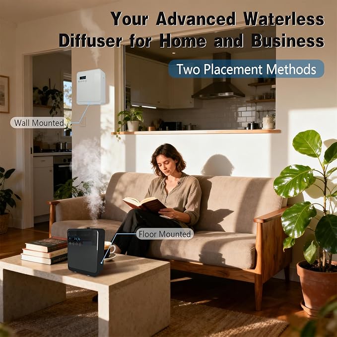 Smart Aroma Diffuser for Home & Business, 240ml Waterless Essential Oil Diffuser with App Control, Covers 400 to 2000 Sq.Ft, Pure Essential Oil Only for Hotel, Office, Spa