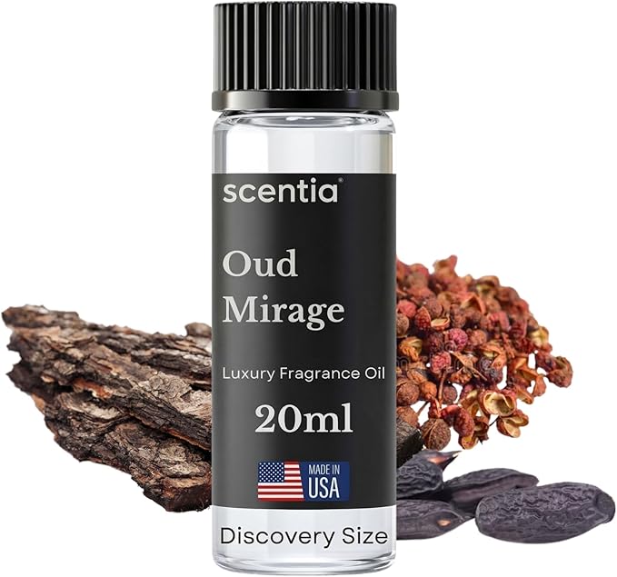 Scentia Oud Mirage Fragrance Oil for Diffusers – Luxury Spicy Woody Home Scent with Cardamom, Sandalwood, Patchouli & Tonka – Oil for Ultrasonic, Cold Air & Waterless Diffusers – 20 ml (0.67 fl oz)