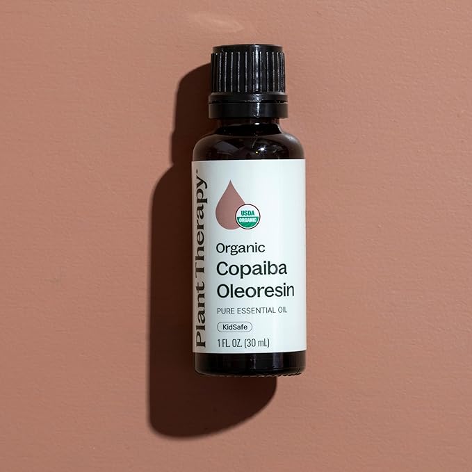 Plant Therapy Organic Copaiba Essential Oil (Copaiba Oleoresin), 30 mL (1 oz), 100% Pure, Undiluted Essential Oil, Great for Natural Skin Care
