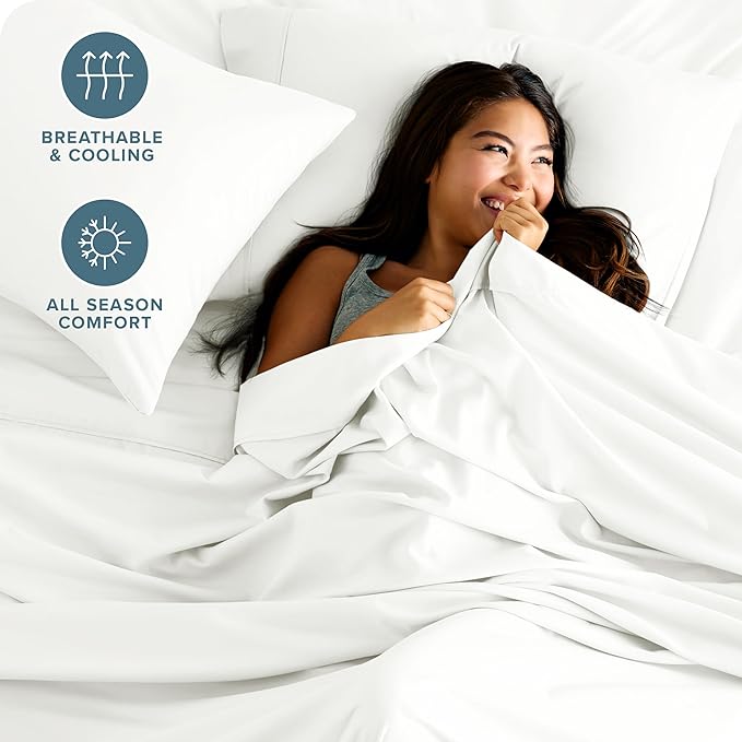 Bare Home Twin XL Sheet Set - 1800 Ultra-Soft Microfiber Twin Extra Long Bed Sheets - Double Brushed - Deep Pockets - Easy Fit - 3 Piece Set - Bedding Sheets & Pillowcases (Twin XL, Cream)