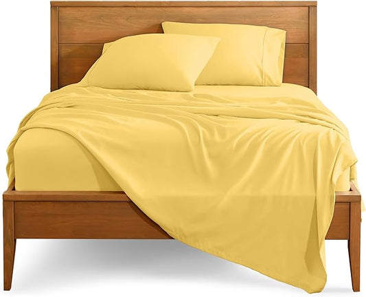 Bare Home King Sheet Set - 1800 Ultra-Soft Microfiber King Bed Sheets - Double Brushed - Deep Pockets - Easy Fit - 4 Piece Set - Bedding Sheets & Pillowcases (King, Lemon Drop)