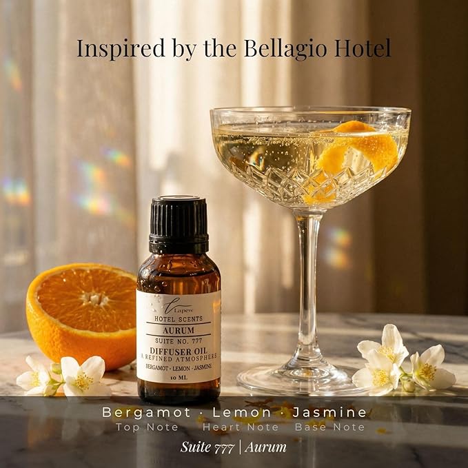 Lapew Hotel Scents Luxury Diffuser Oil | Aurum Suite 777 | Inspired by the Bellagio Hotel | Hotel Fragrance Oil for Nebulizer & Waterless Diffuser | 10ml