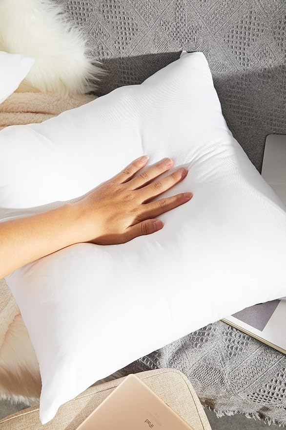 18x18 Inch Decorative Pillow Inserts (Set of 2) Synthetic Down Alternative Fill - Fluffy Durable Forms for Sofa, Bed & Accent Chairs
